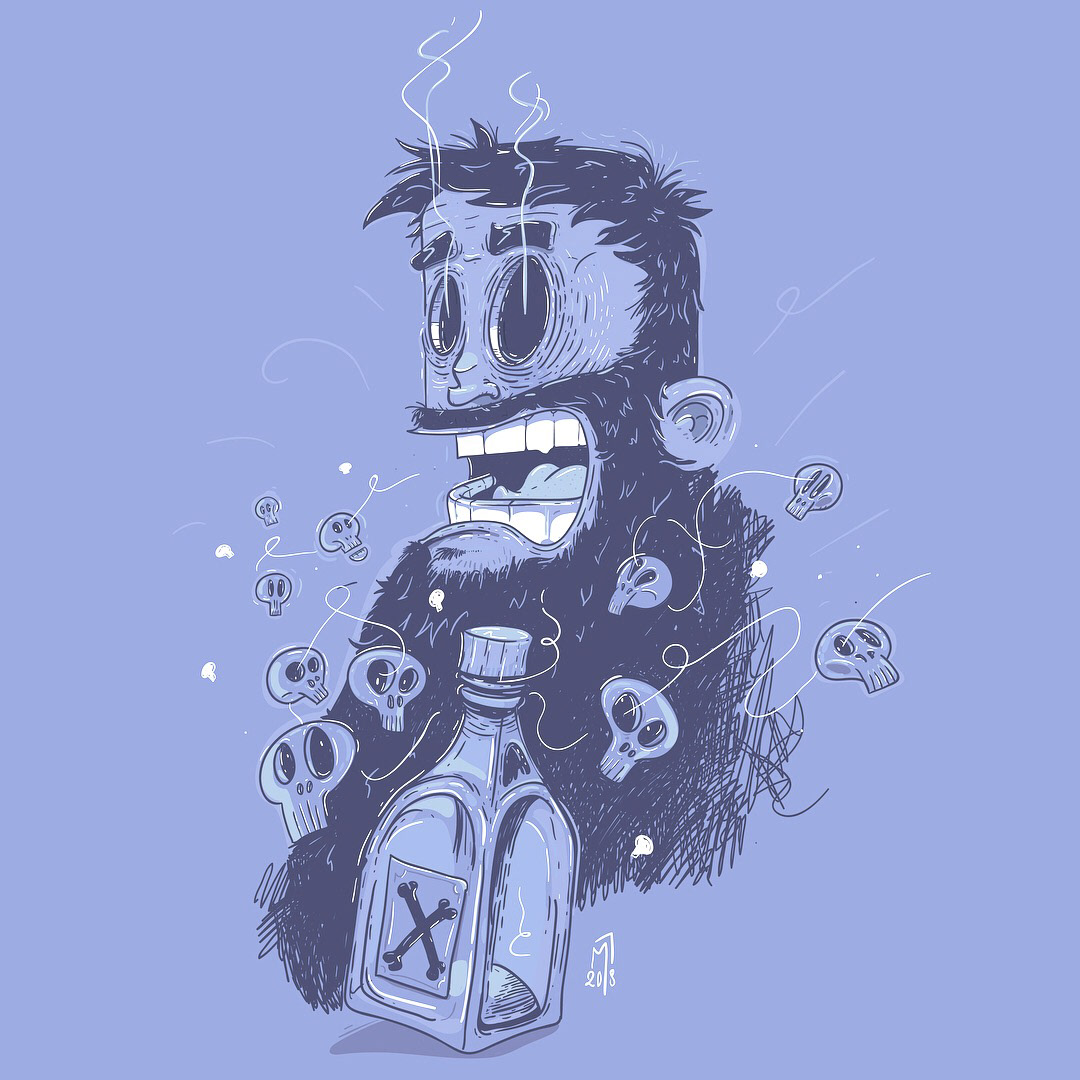 minastrie illustration visage alcool